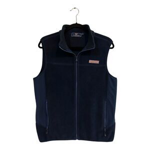 Vineyard Vines Heavy Fleece Harbor Vest Sz S Midnight Blue Full Zip R12
